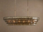 GV Glass Chandelier Ghiaccio Oval Green Bronze 54 Inch - Image 29