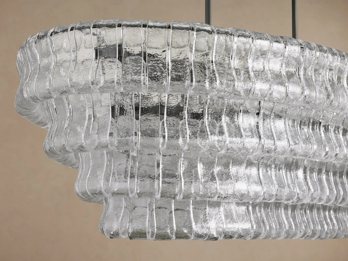 GV Glass Chandelier Ghiaccio Oval Green Bronze 54 Inch - Image 38