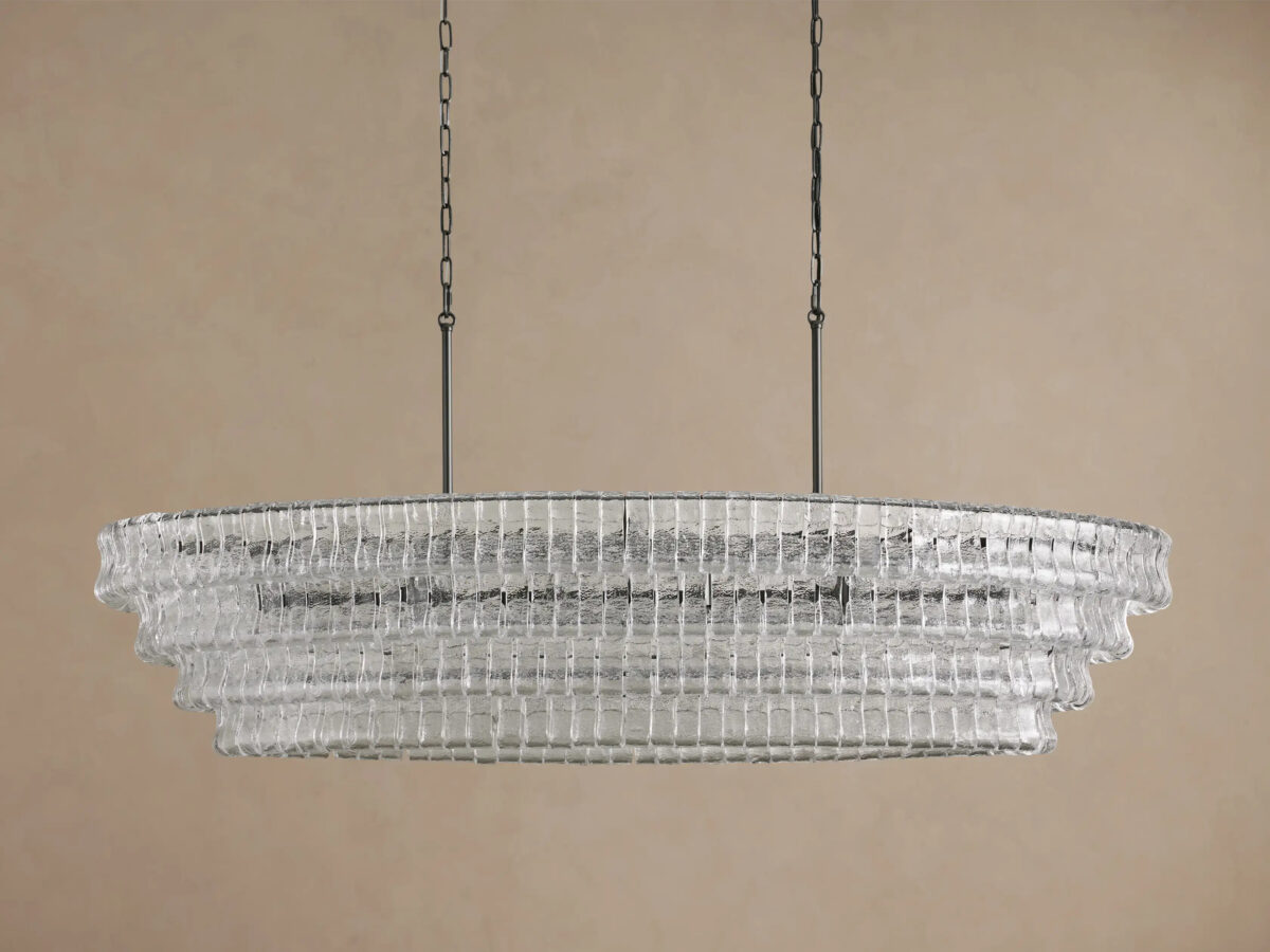 GV Glass Chandelier Ghiaccio Oval Green Bronze 54 Inch - Image 37