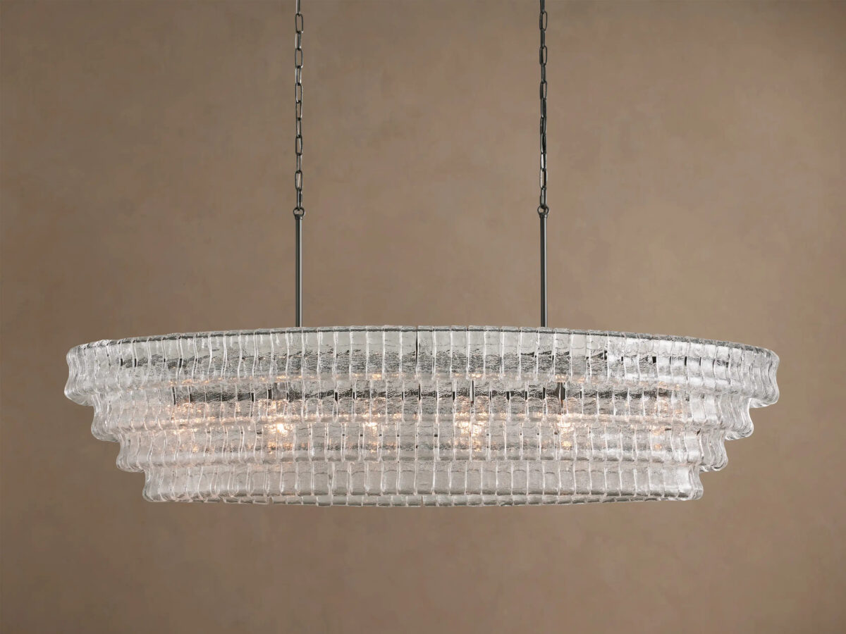 GV Glass Chandelier Ghiaccio Oval Green Bronze 54 Inch - Image 36