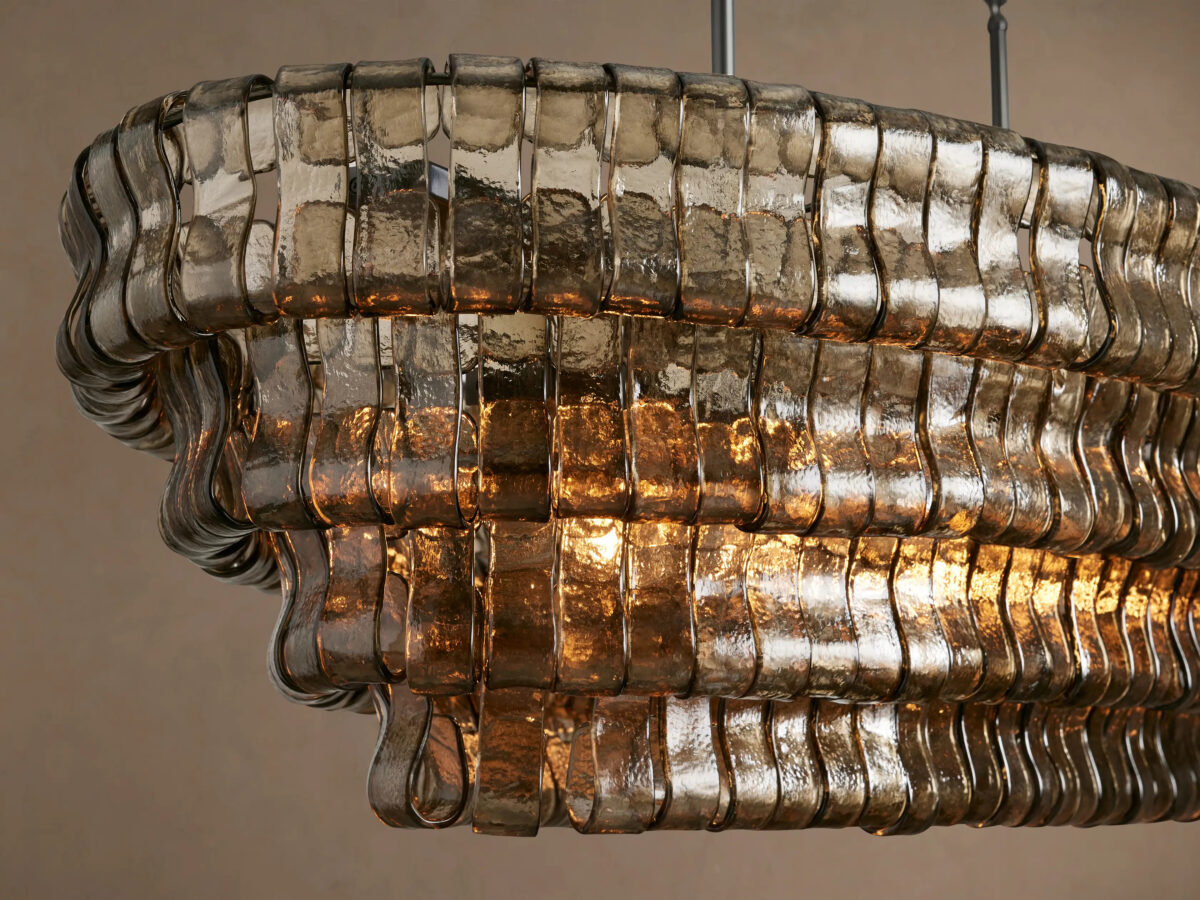 GV Glass Chandelier Ghiaccio Oval Green Bronze 54 Inch - Image 23