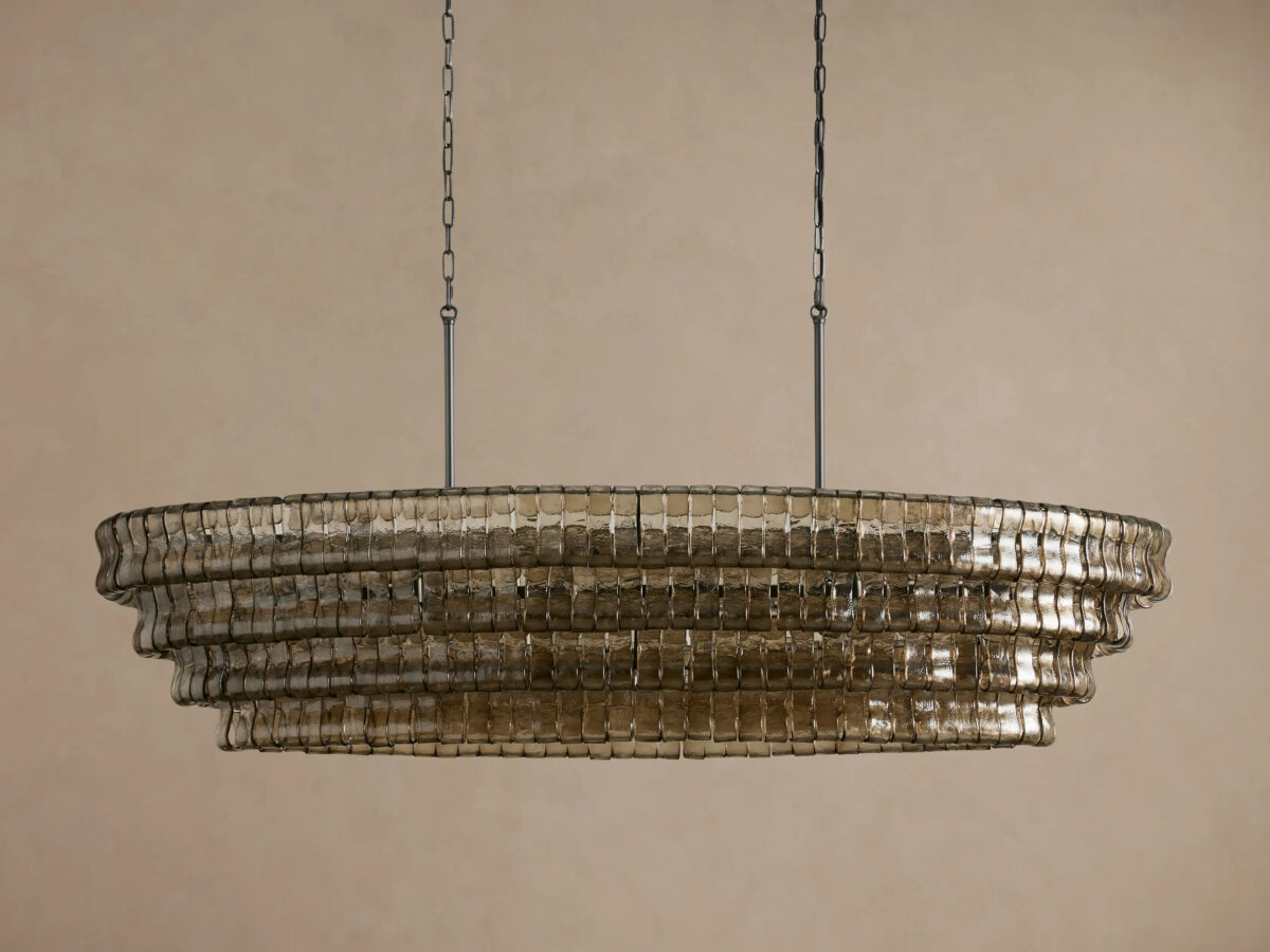 GV Glass Chandelier Ghiaccio Oval Green Bronze 54 Inch - Image 22
