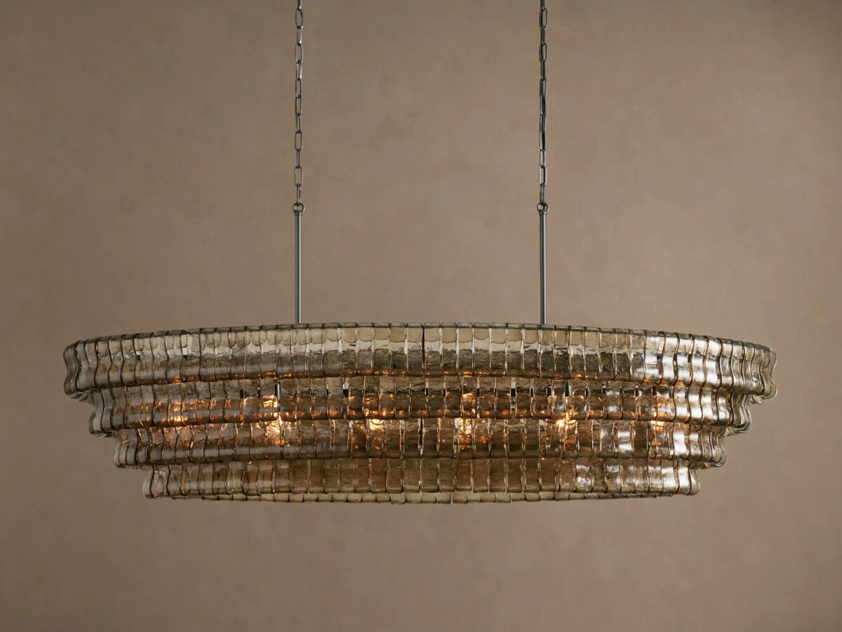GV Glass Chandelier Ghiaccio Oval Green Bronze 54 Inch - Image 21
