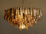 GV Neve Round Glass Chandelier in Brass