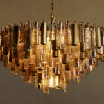 GV Neve Round Glass Chandelier in Brass
