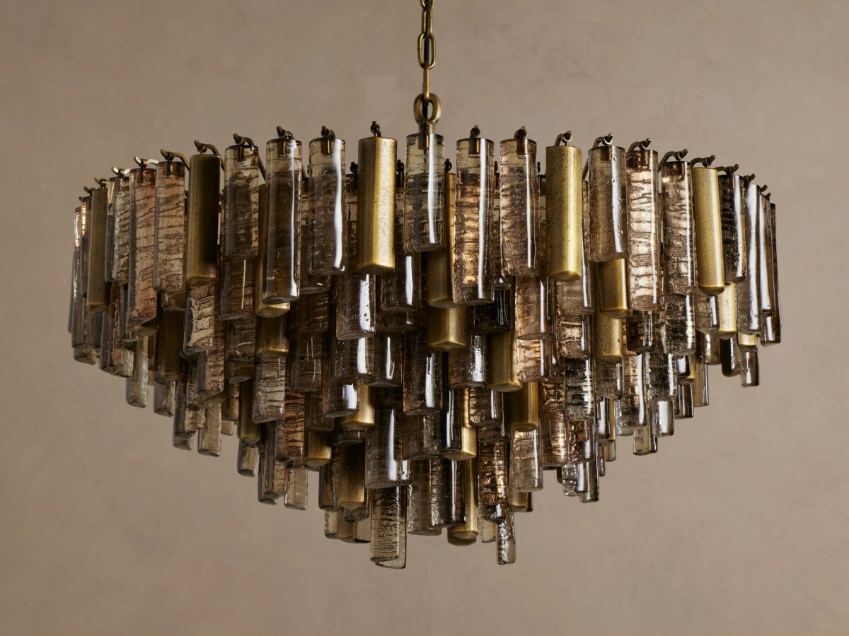 GV Neve Round Glass Chandelier in Brass - Image 3