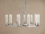 GV Nickel Chandelier 12 Light Round Glass Shade Fixture - Image 2