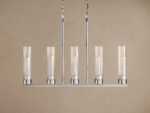 GV Nickel Chandelier with Linear Ribbed Glass Shades - Image 2