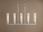 GV Nickel Chandelier with Linear Ribbed Glass Shades