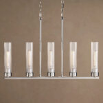 GV Nickel Chandelier with Linear Ribbed Glass Shades