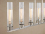 GV Nickel Chandelier with Linear Ribbed Glass Shades - Image 7