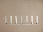 GV Nickel Chandelier with Linear Ribbed Glass Shades - Image 6