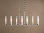 GV Nickel Chandelier with Linear Ribbed Glass Shades - Image 5