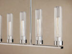 GV Nickel Chandelier with Linear Ribbed Glass Shades - Image 11