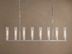 GV Nickel Chandelier with Linear Ribbed Glass Shades - Image 9