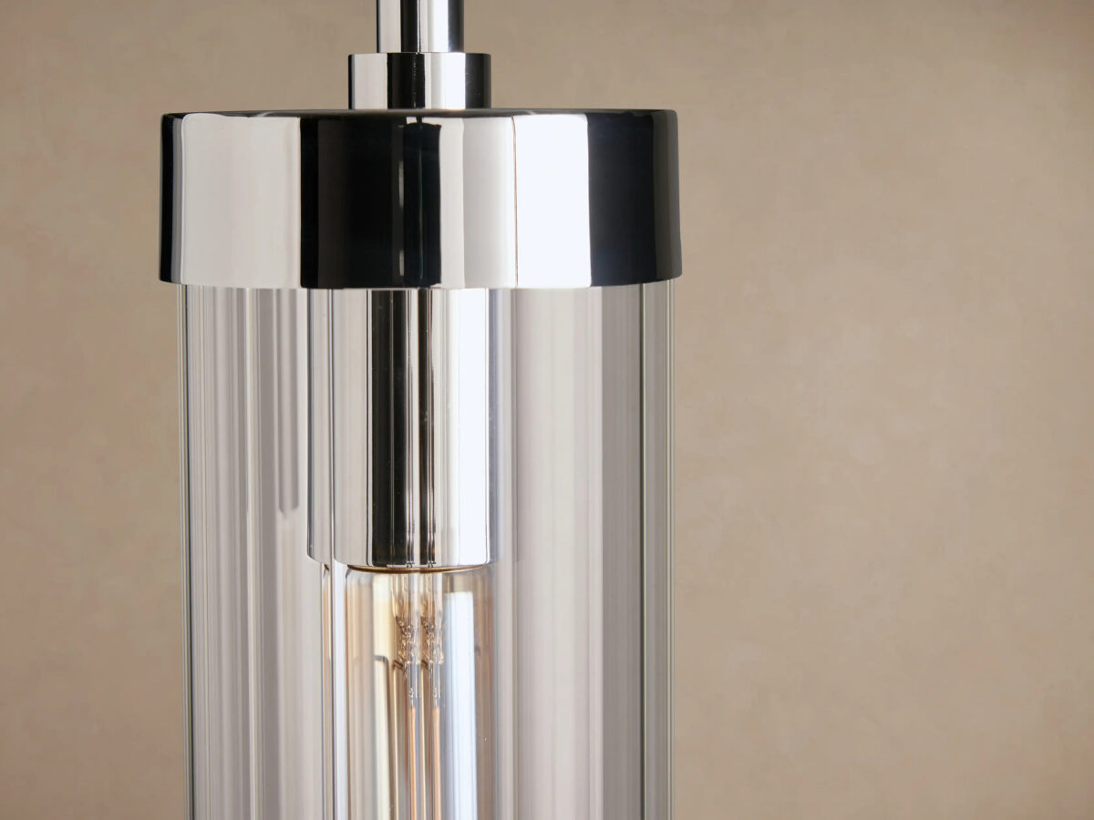 GV Brass Glass Pendant with Clear Fluted Shade - Image 10