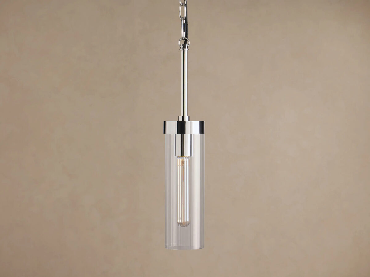 GV Brass Glass Pendant with Clear Fluted Shade - Image 9