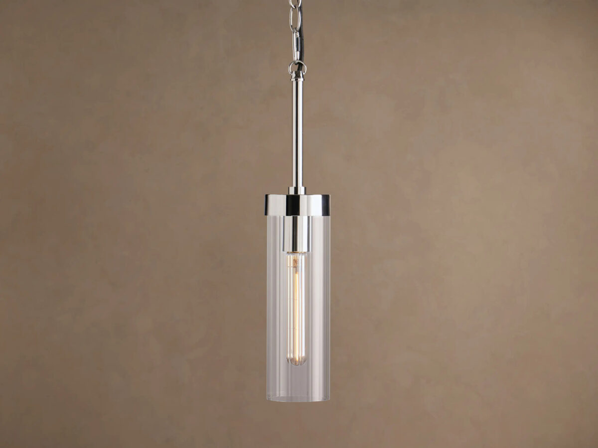 GV Brass Glass Pendant with Clear Fluted Shade - Image 8
