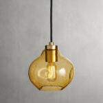 GV Amber Glass Pendant Organic 8 Inch