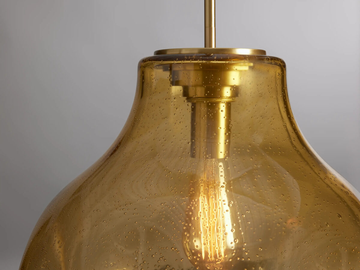 GV Modern Glass Pendant 16 Inch Amber Mouth Blown Light - Image 3