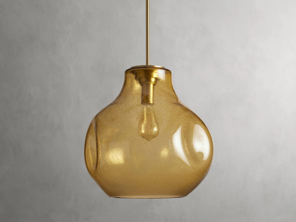 GV Modern Glass Pendant 16 Inch Amber Mouth Blown Light - Image 2