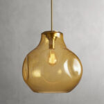 GV Modern Glass Pendant 16 Inch Amber Mouth Blown Light