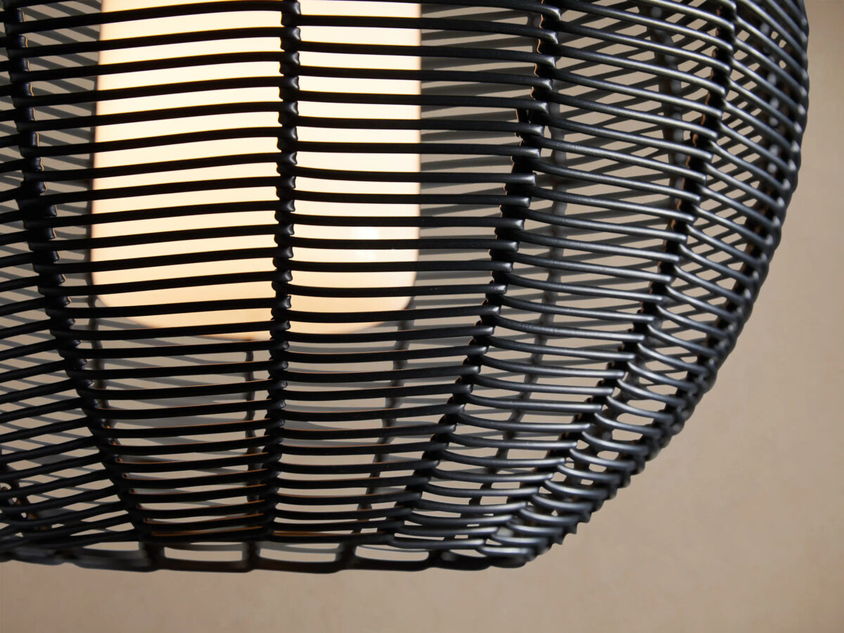 GV Wicker Globe Pendant Outdoor Black Light - Image 3