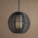 GV Wicker Globe Pendant Outdoor Black Light