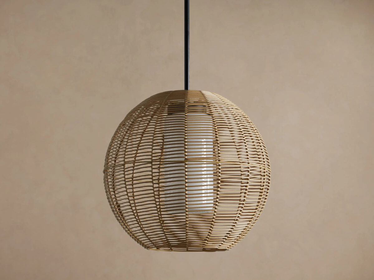 GV Cohen Wicker Globe Light Outdoor Pendant in Natural - Image 2