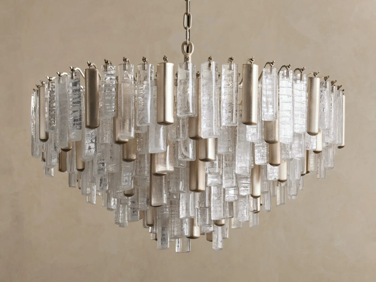 GV Neve Round Glass Chandelier in Brass - Image 9