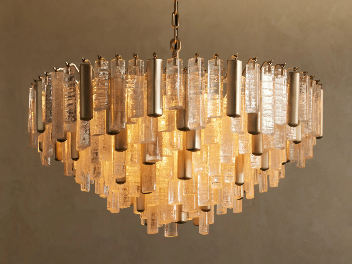GV Neve Round Glass Chandelier in Brass - Image 7