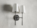 GV Bronze Modern Sconce with Linen Shades - Image 3