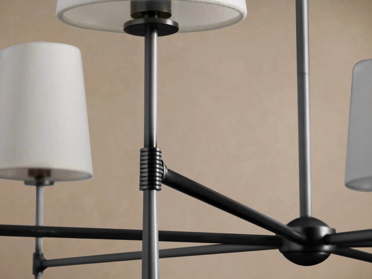 GV Bronze Chandelier with Round Linen Shades - Image 3
