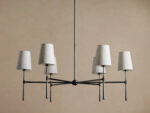 GV Bronze Chandelier with Round Linen Shades - Image 2
