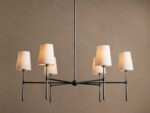 GV Bronze Chandelier with Round Linen Shades