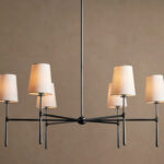 GV Bronze Chandelier with Round Linen Shades