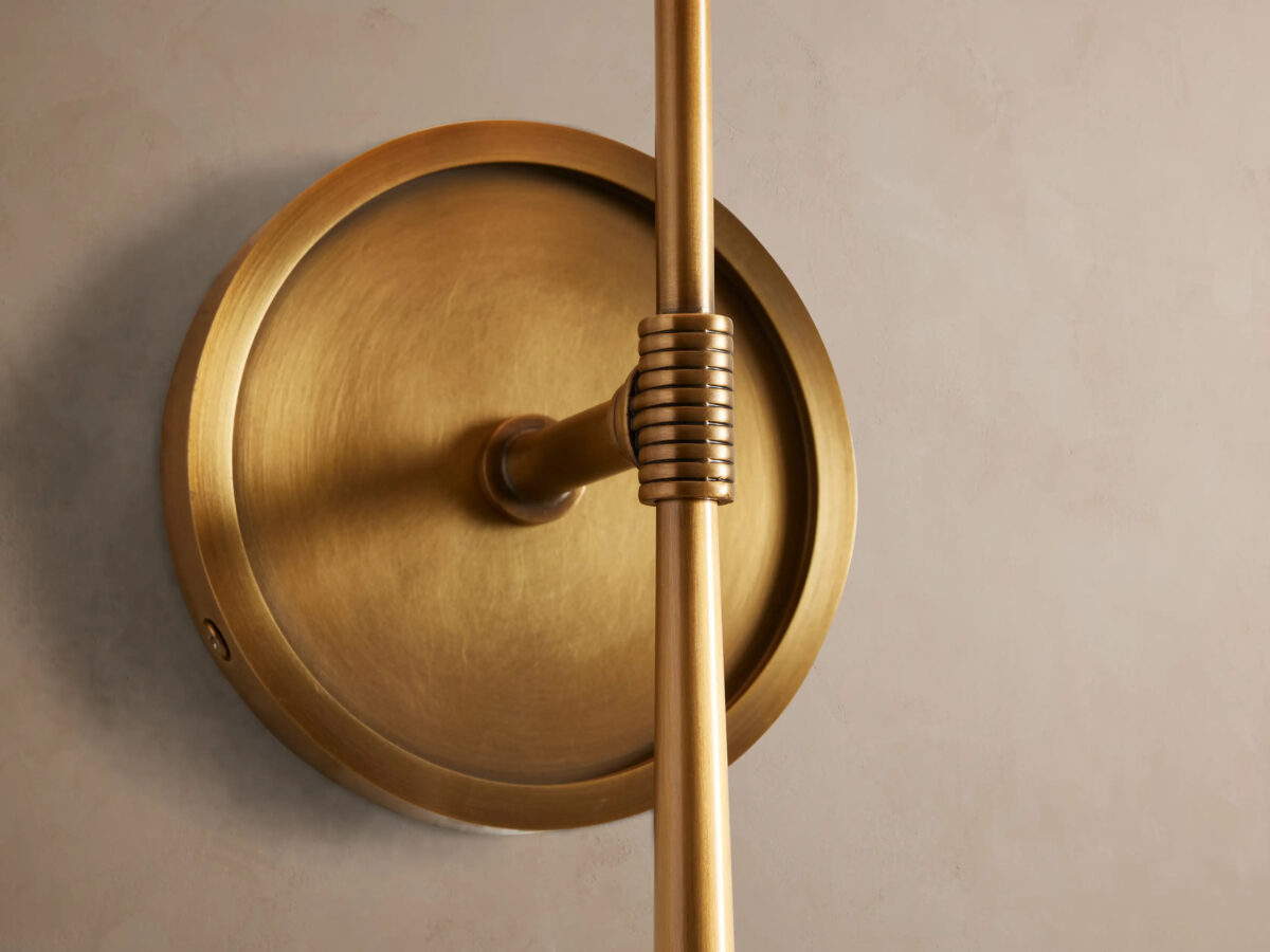 GV Modern Brass Sconce with Linen Shade - Image 3