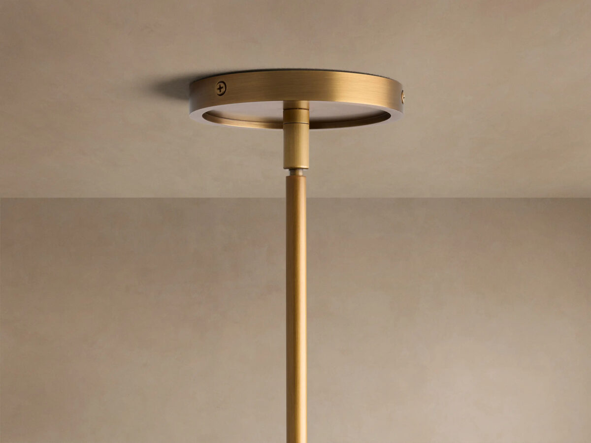 GV Rhodes Brass Chandelier with Linen Shades - Image 4