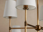 GV Rhodes Brass Chandelier with Linen Shades - Image 3