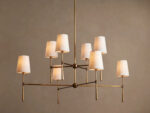GV Rhodes Brass Chandelier with Linen Shades