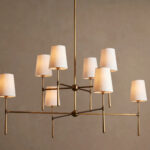 GV Rhodes Brass Chandelier with Linen Shades