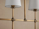 GV Brass Linen Light Linear Chandelier 5 Light - Image 3