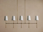 GV Brass Linen Light Linear Chandelier 5 Light - Image 2