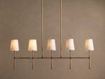 GV Brass Linen Light Linear Chandelier 5 Light
