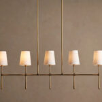 GV Brass Linen Light Linear Chandelier 5 Light