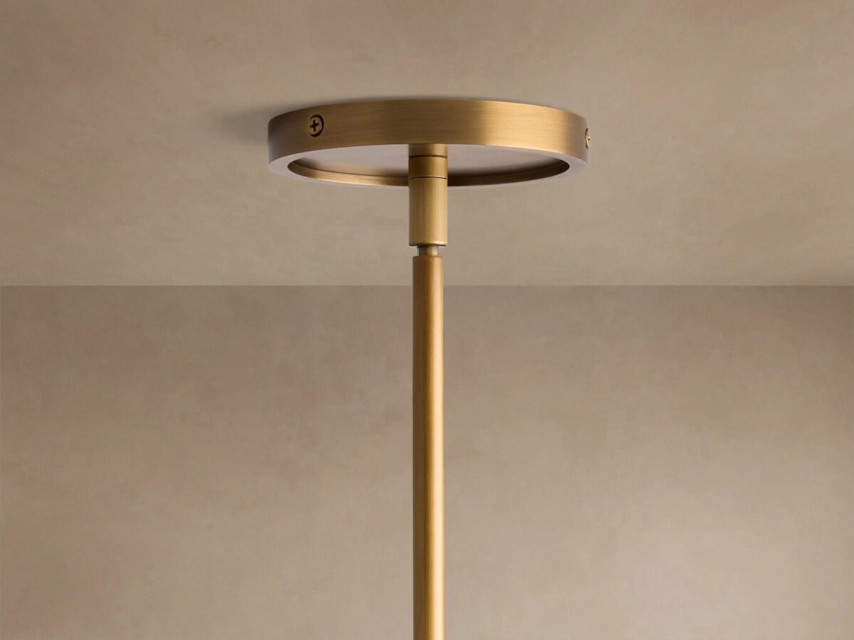 GV Rhodes Brass Chandelier with Linen Shades - Image 4