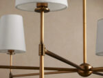 GV Rhodes Brass Chandelier with Linen Shades - Image 3