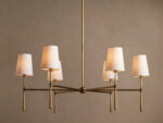 GV Rhodes Brass Chandelier with Linen Shades