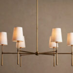 GV Rhodes Brass Chandelier with Linen Shades