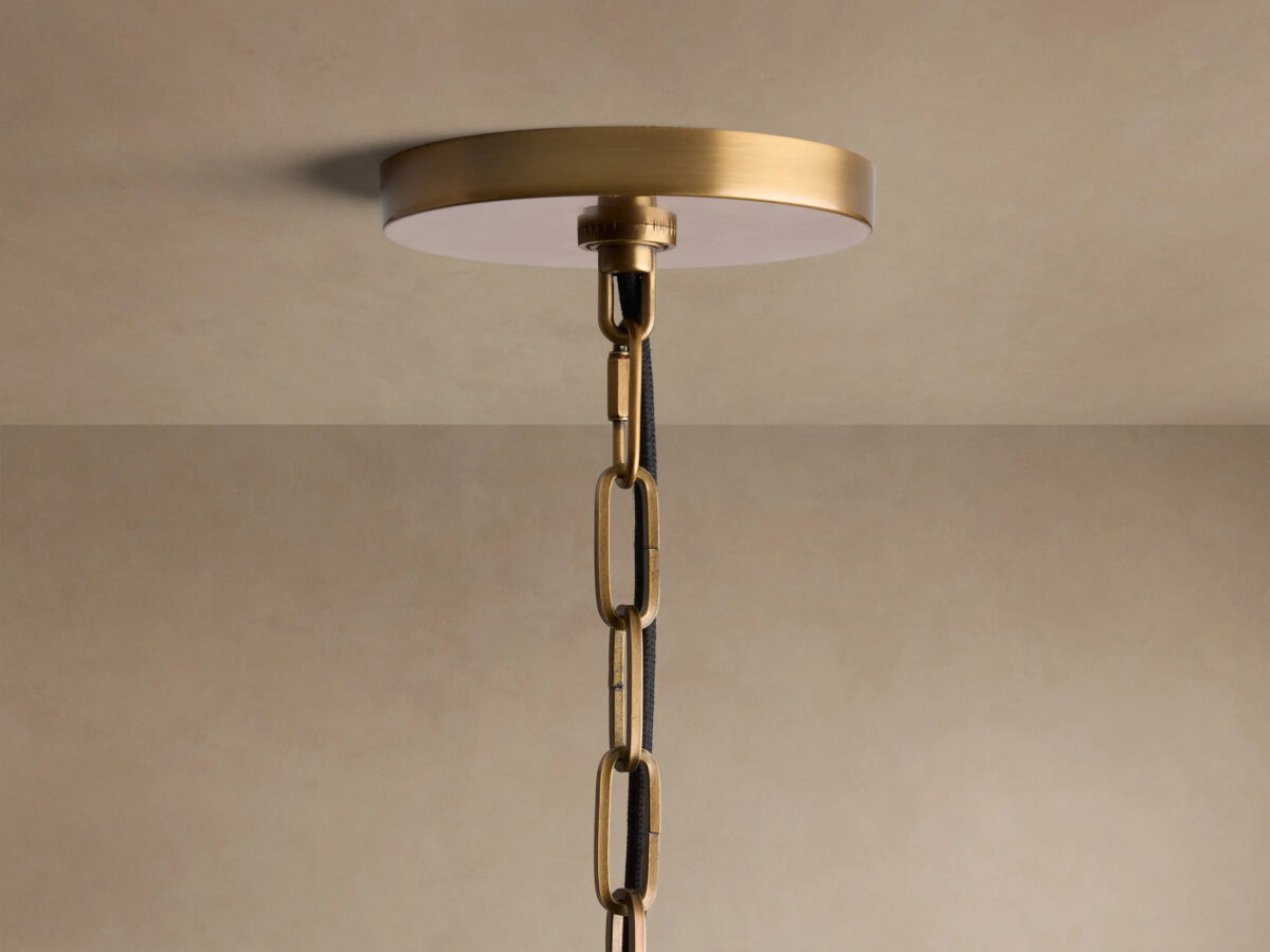 GV Shelton Brass Pendant Light with Linen Shade - Image 4